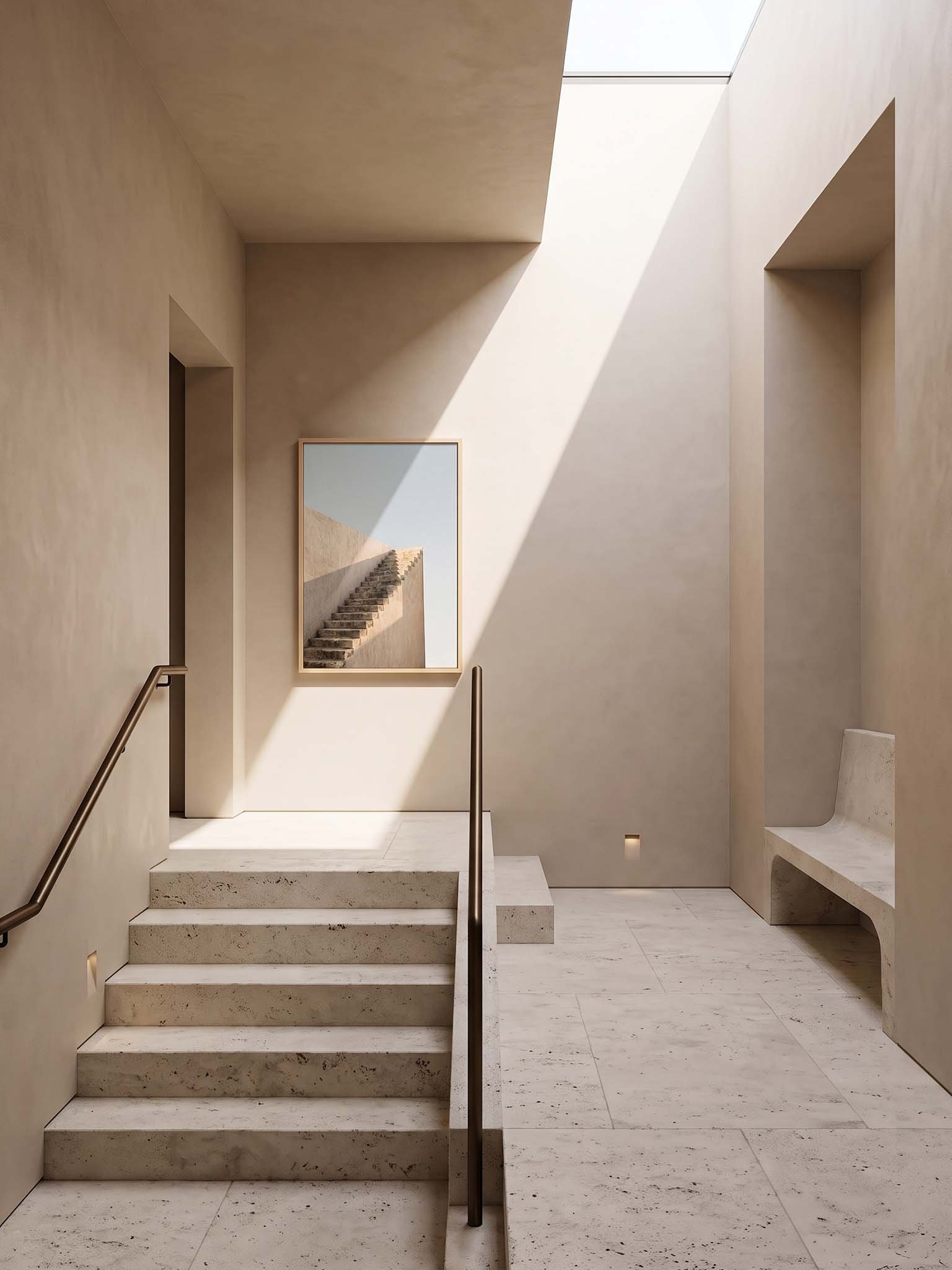 Stairway to Nowhere - Surrealist Mediterranean Staircase Wall Art product image (5)