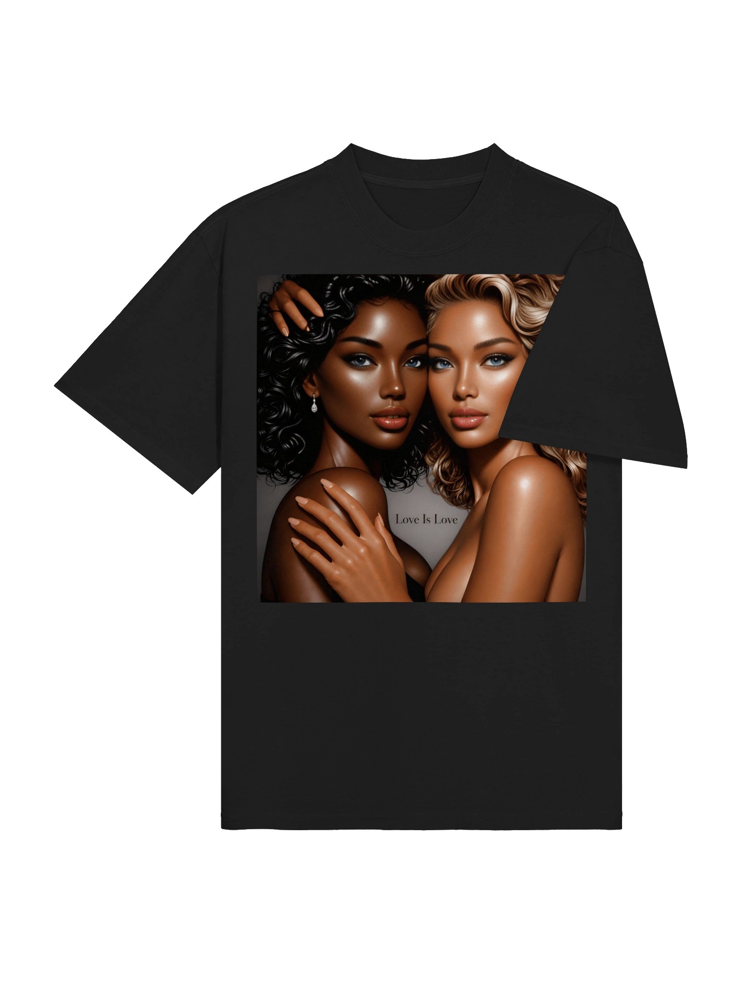 Love Is Love Poster - LGBTQ Pride Wall Art - Black and Biracial Women Portrait - Unframed product image (5)