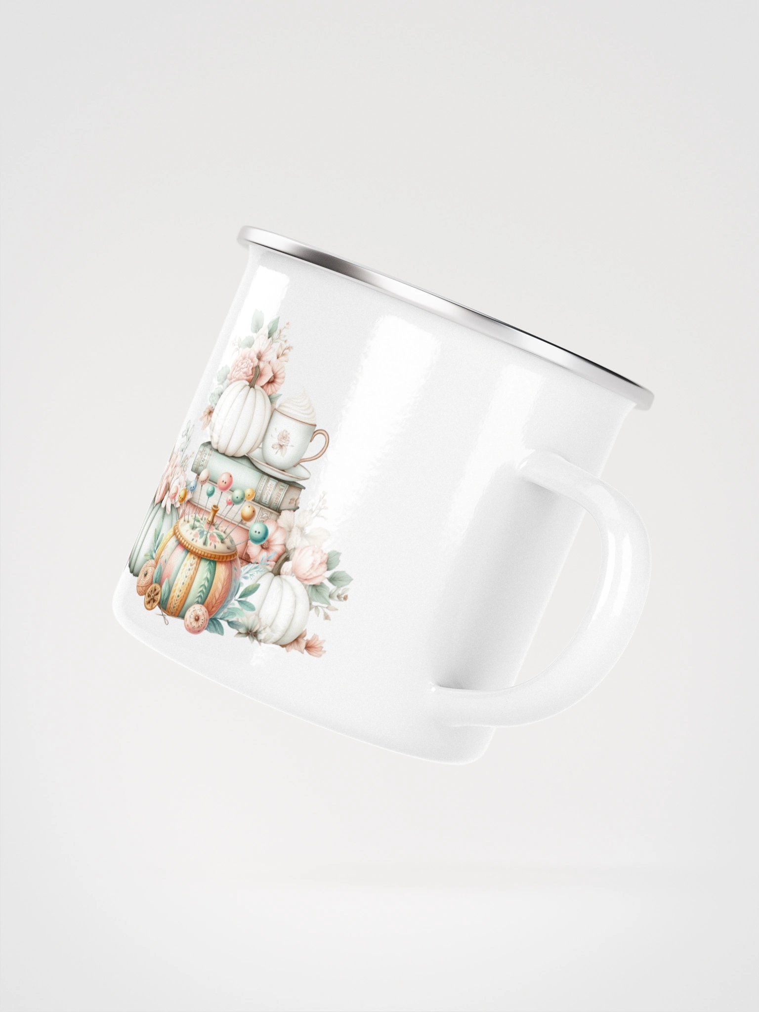 Autumn Pins Patterns Purrs Coffee Enamel Mug product image (3)