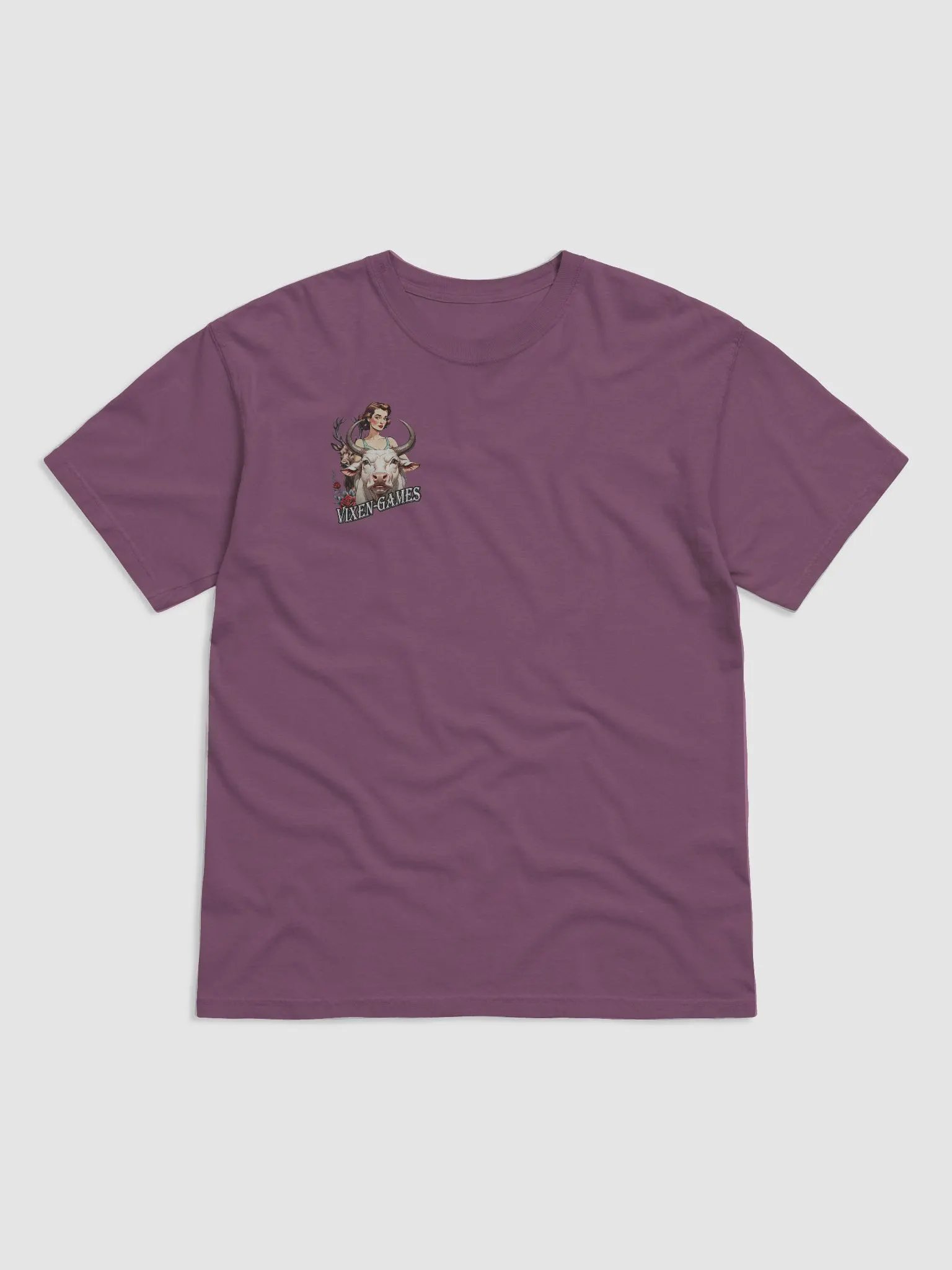 Vixen Games White Bull and Stag heavyweight back print T product image (1)