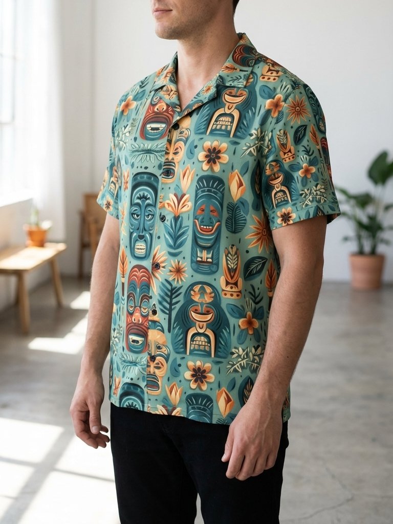 Tropical Tiki Mask Hawaiian Shirt product image (11)