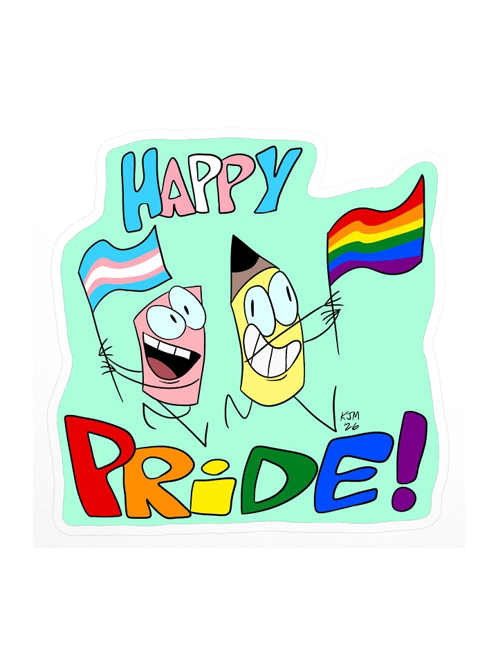 Pencil and Eraser Pride Sticker (Green BG) product image (1)