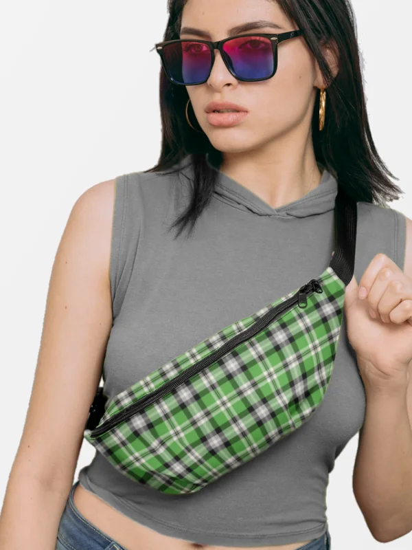 Bright Green, Black, and Gray Plaid Fanny Pack product image (1)