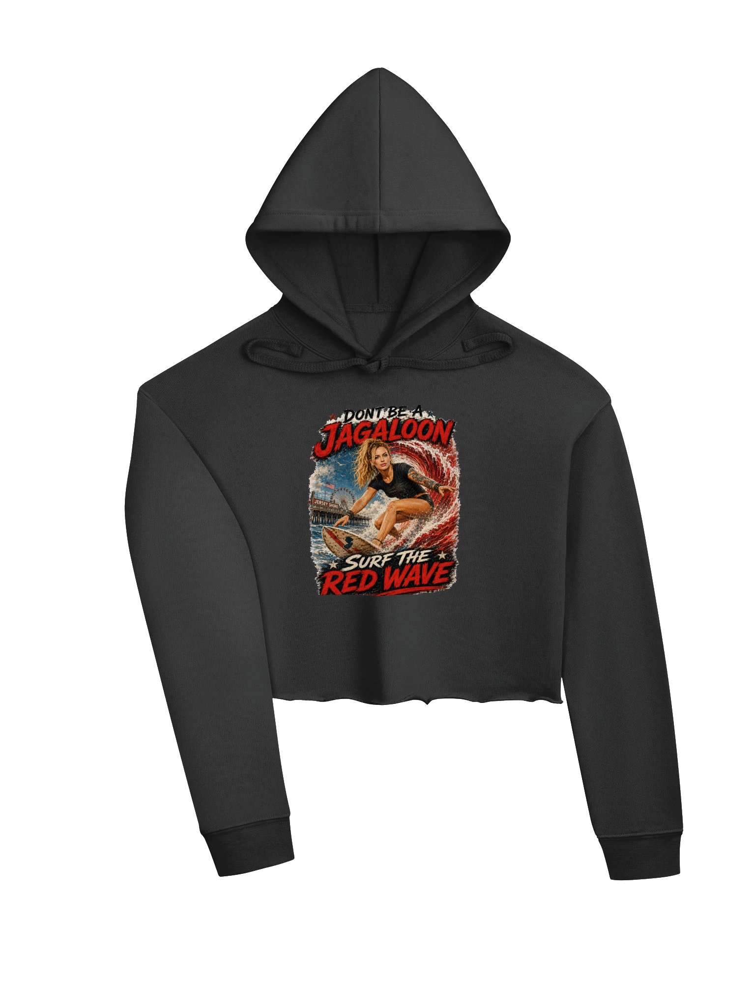 Surf the Red Wave Cropped Hoodie product image (3)