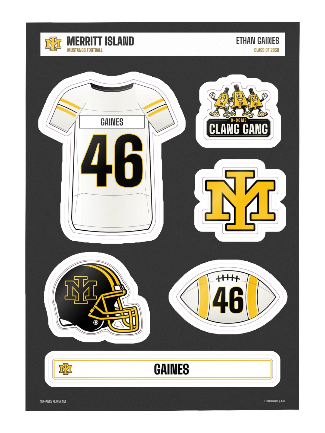 Ethan Gaines #46 — Mustangs Sticker Sheet