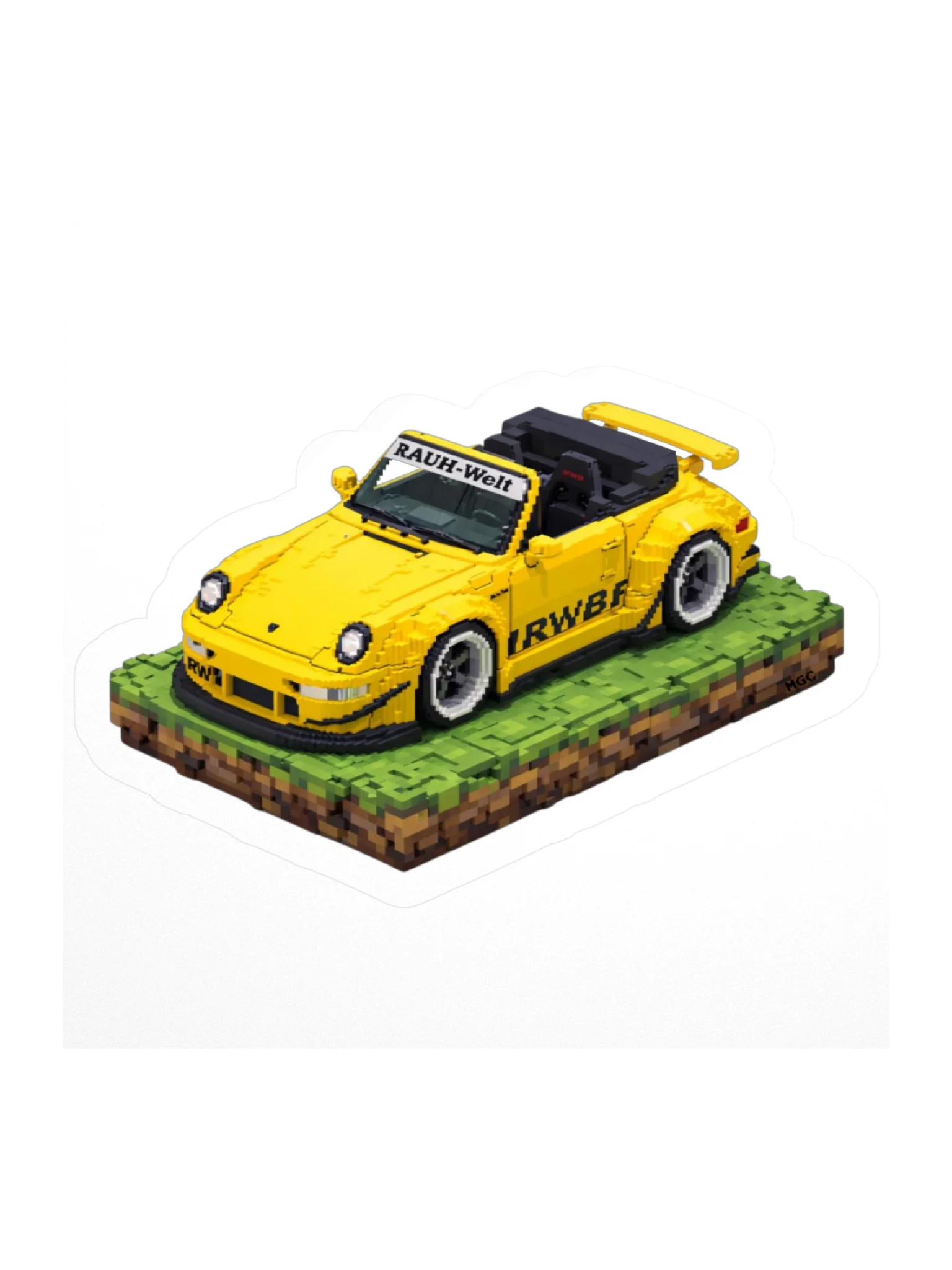 Speed Yellow Porsche 993 RWB "Nohra" Rauh-Welt Begriff Sticker (Pixel, Retro, Minecraft) product image (1)