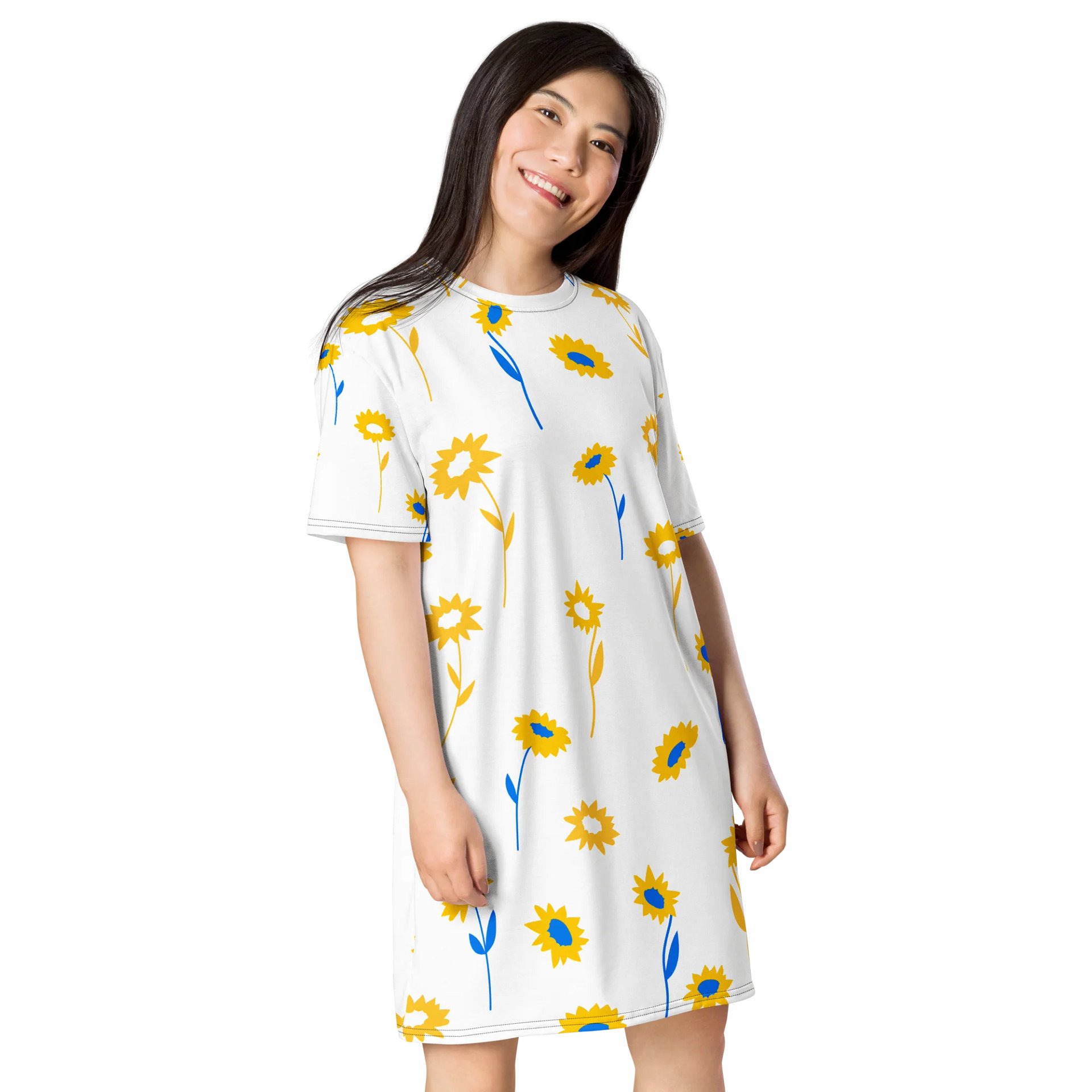 TDS Women's Oversized Sunflower Print T-Shirt Dress product image (4)