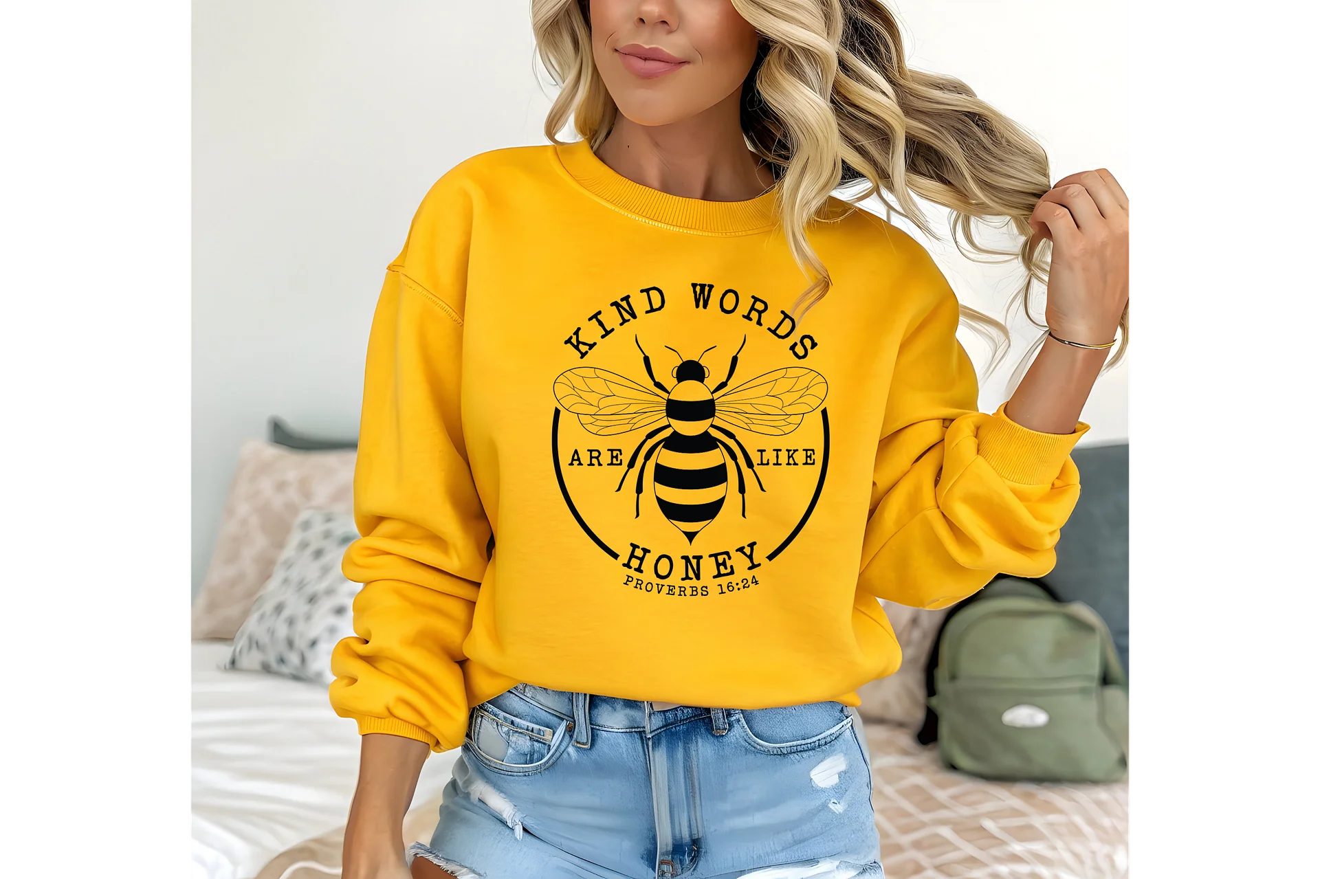 Proverbs 16:24 Bee Kind Crewneck Sweatshirt product image (13)