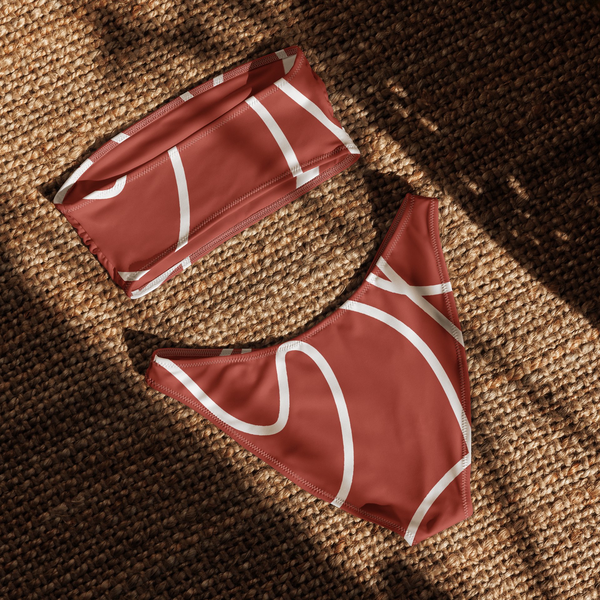 Intricate Red Abstract Bandeau Bikini product image (3)