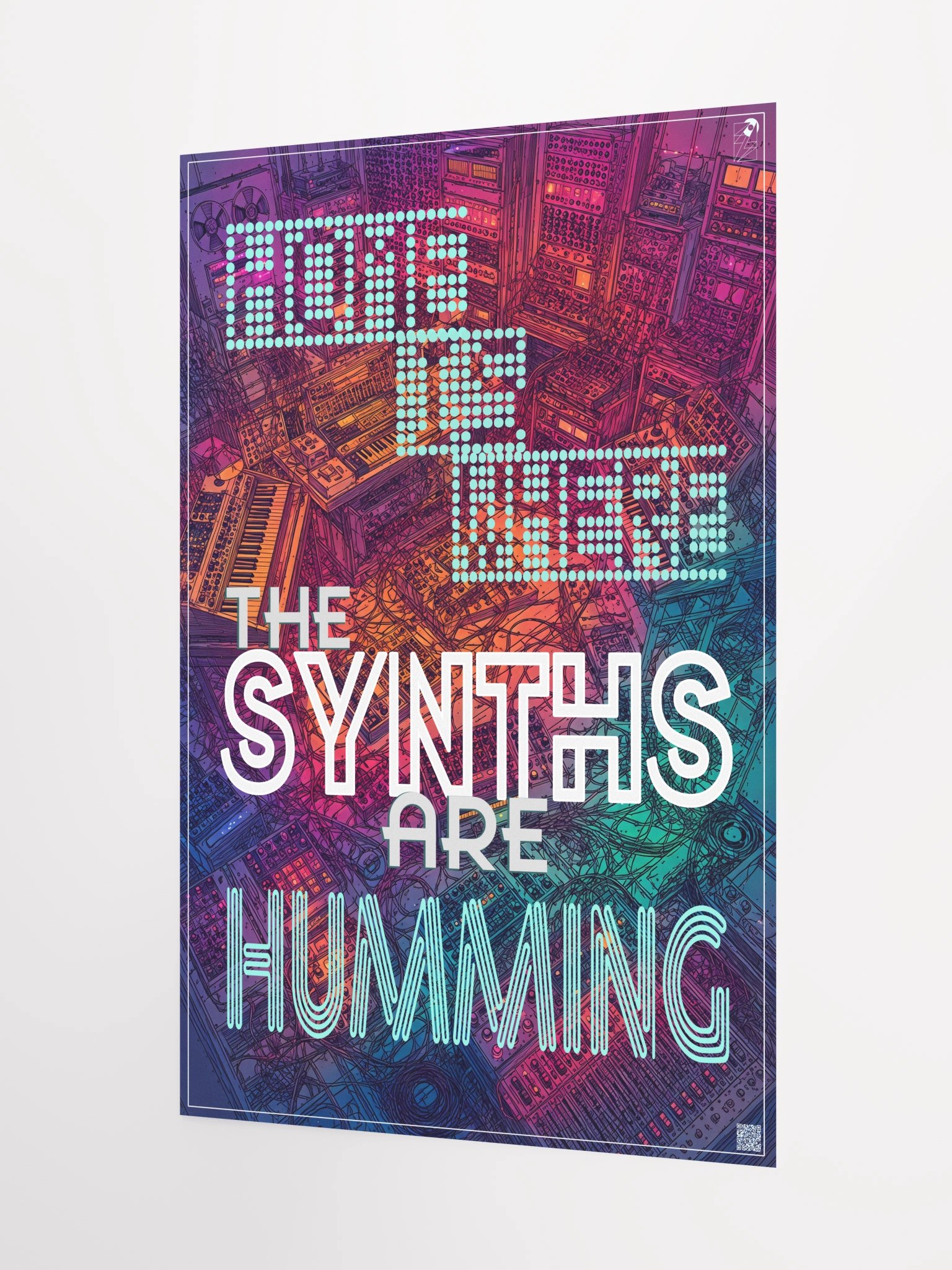HOME IS WHERE THE SYNTHS ARE HUMMING, by Frank Fonik, Techno EDM Matte Paper Poster product image (1)