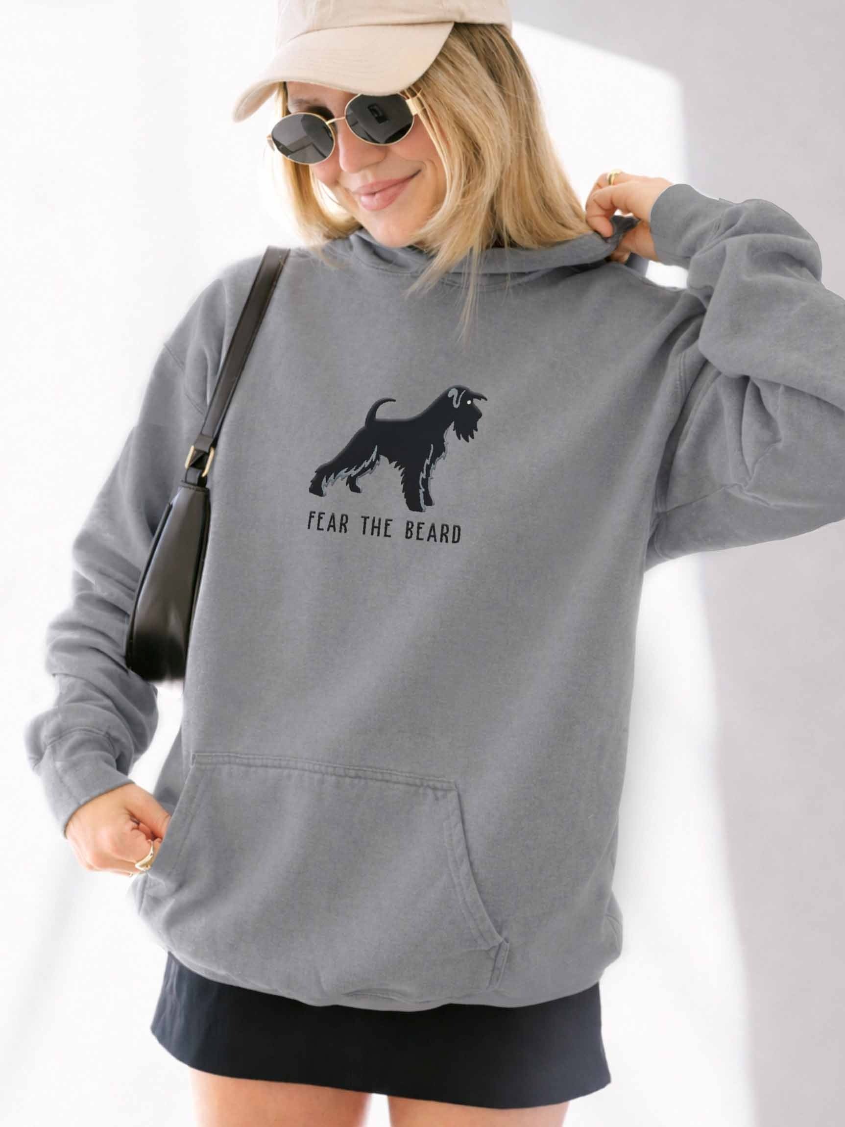Fear the Beard Premium Hoodie (Embroidered) of a Miniature Schnauzer(Black) product image (2)