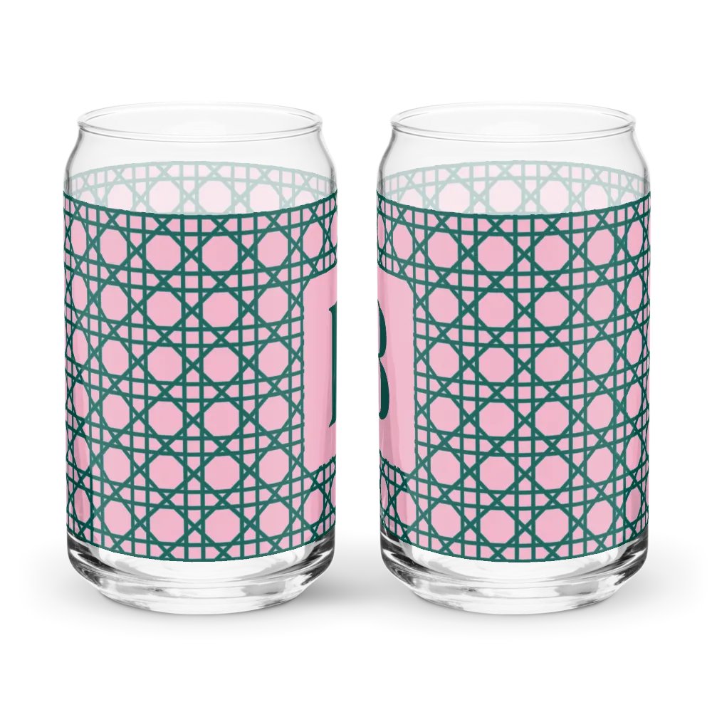 Cannage Green Pink Initial B Can-Shaped Glass product image (6)