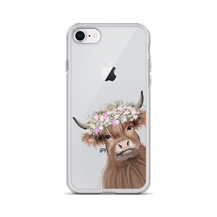 Cute Highland Cow Floral Crown iPhone® Clear Case product image (1)