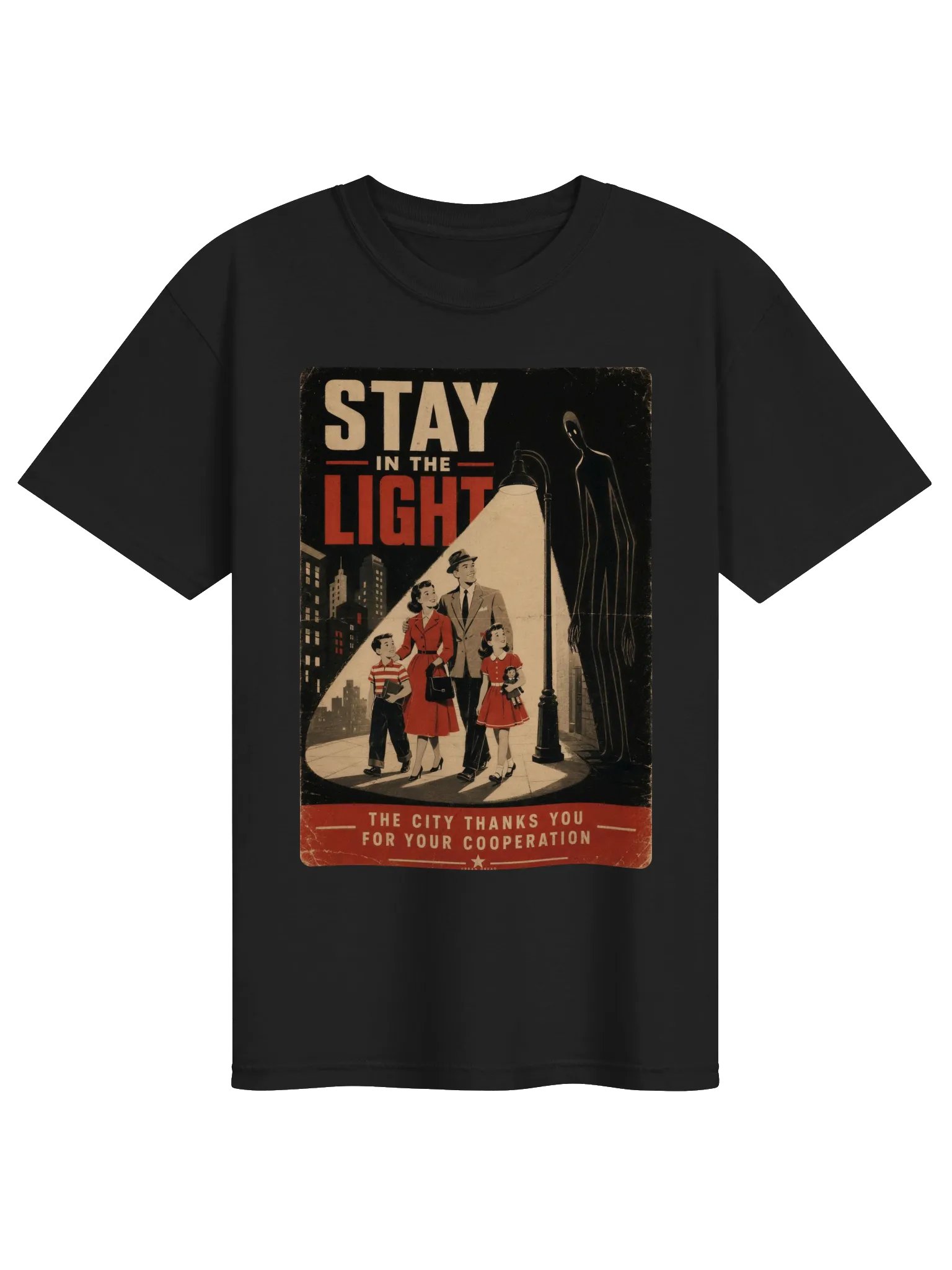 Stay in the Light — Vintage Warning Horror T-Shirt product image (1)