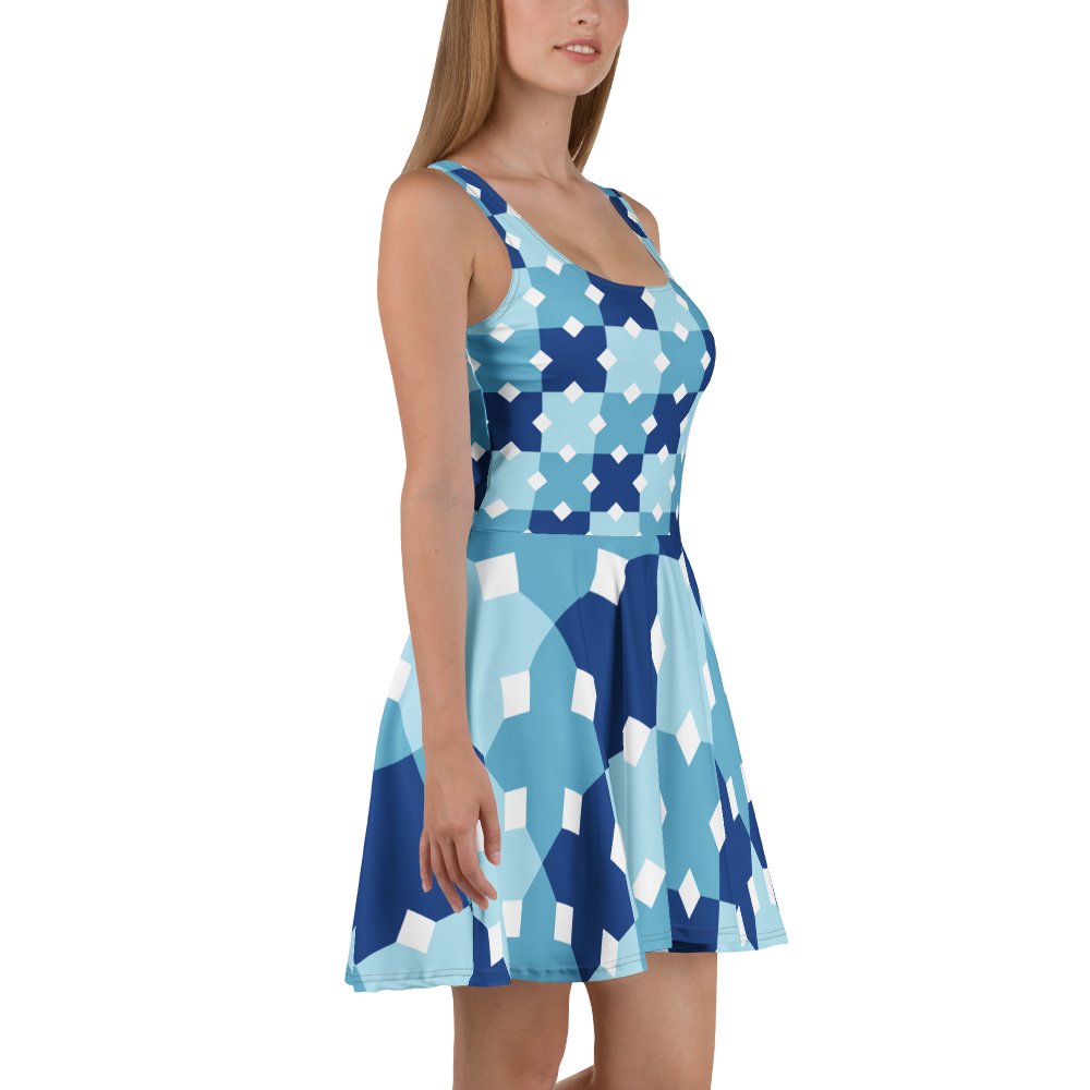 Symmetric Blue Cross Skater Dress product image (3)