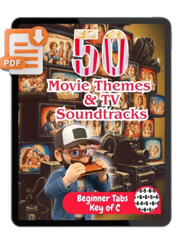 50 Movie Themes & TV Soundtracks: Easy Harmonica Tabs for Beginners - Key of C (Cinema Classics & Famous Melodies) product image (1)