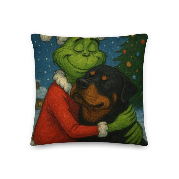 Rottweiler Grinch's Warm Embrace Premium Pillow product image (1)