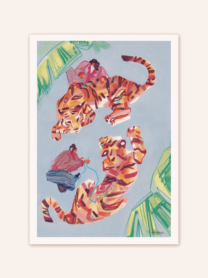 Mending Tigers Art Print product image (1)