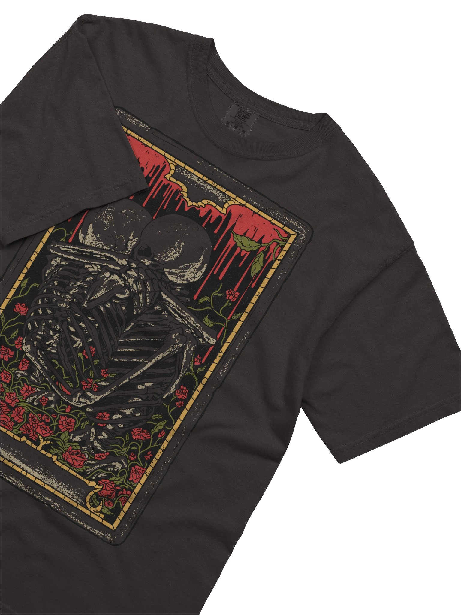 Skeleton Lovers Tarot Shirt – Gothic Romance Skull Couple Graphic Tee with Roses product image (2)