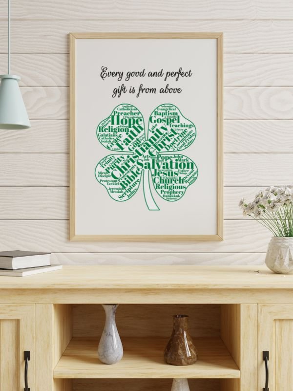 Printable Christian Wall Art - Four-Leaf Clover Design product image (3)