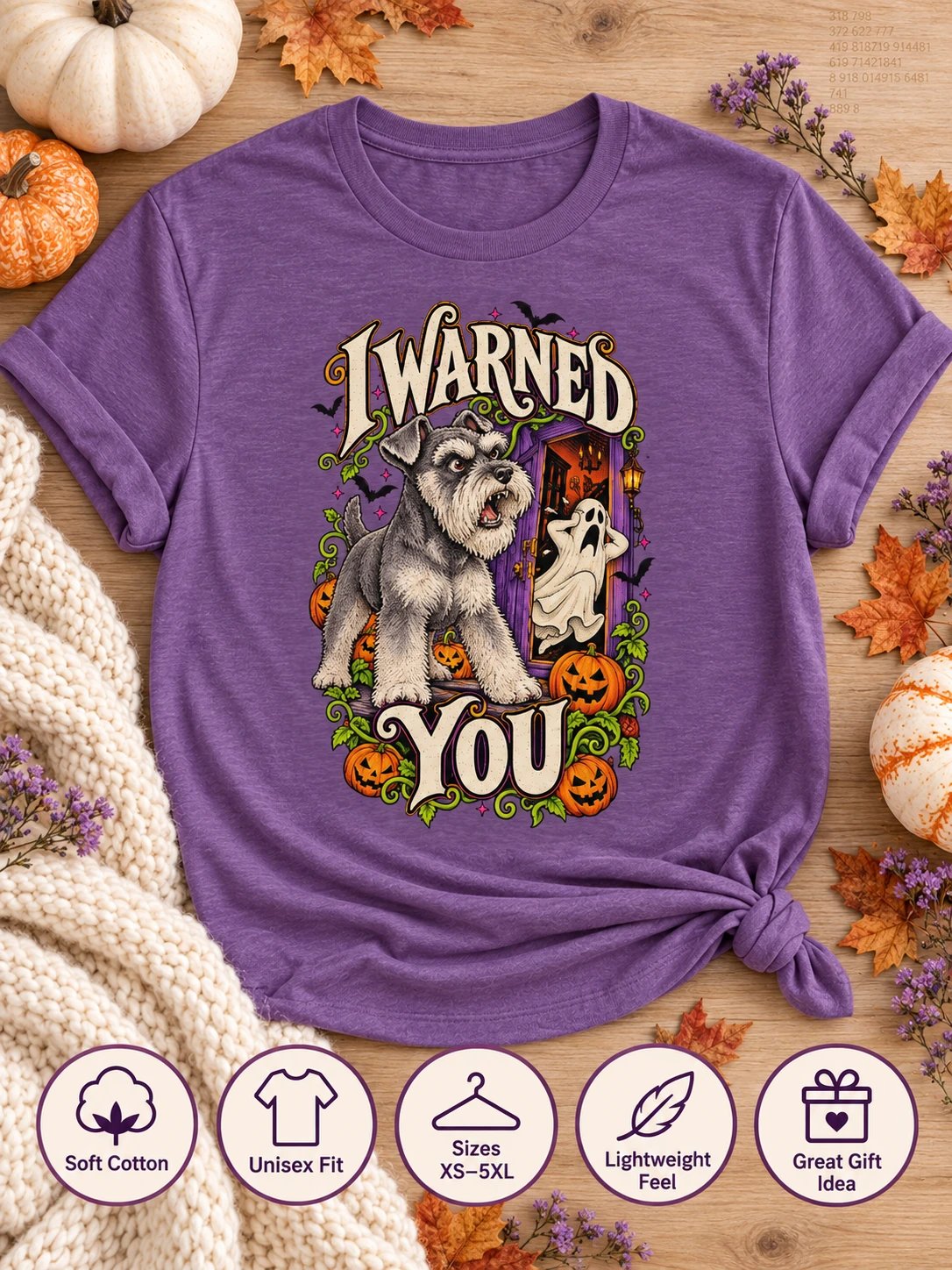 Miniature Schnauzer Halloween T-Shirt – I Warned You product image (3)