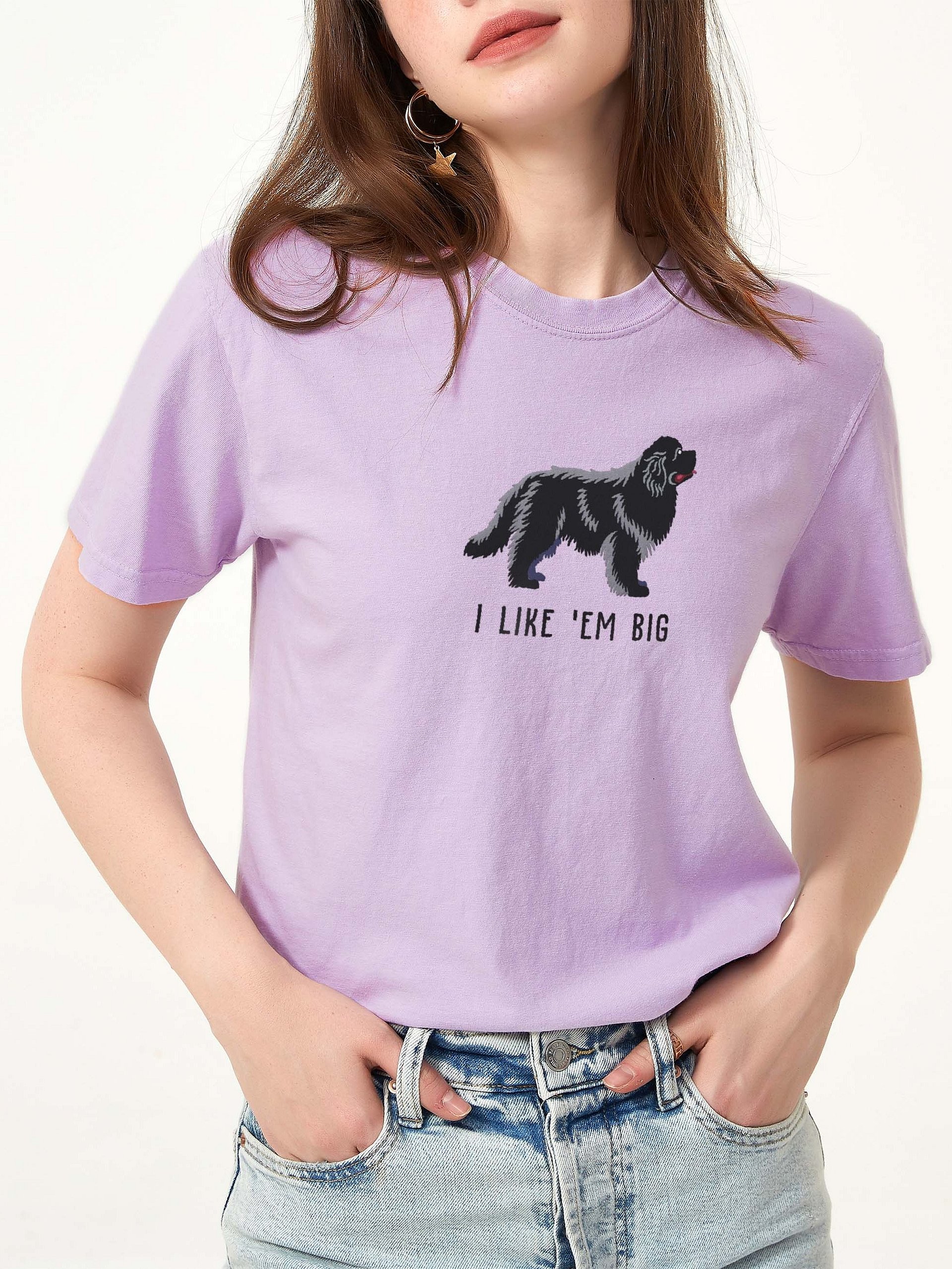 I Like 'Em Big T-Shirt(Embroidered) of a Newfoundland(Black) product image (2)