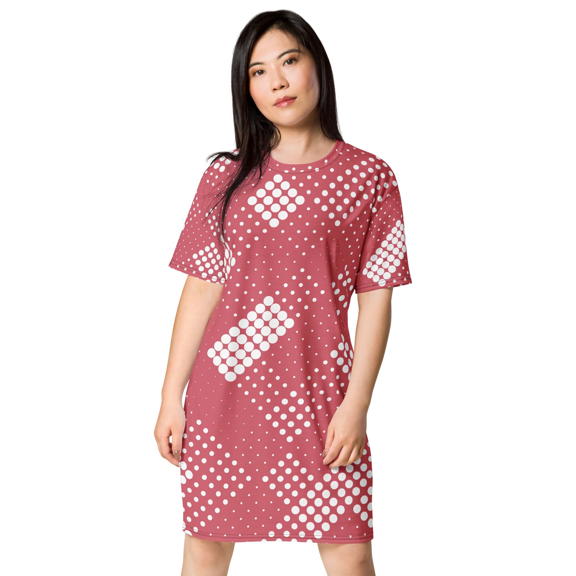 Stylish Oversized T-Shirt Dress with Bold Polka Dot Design - TDSMUSIC product image (1)