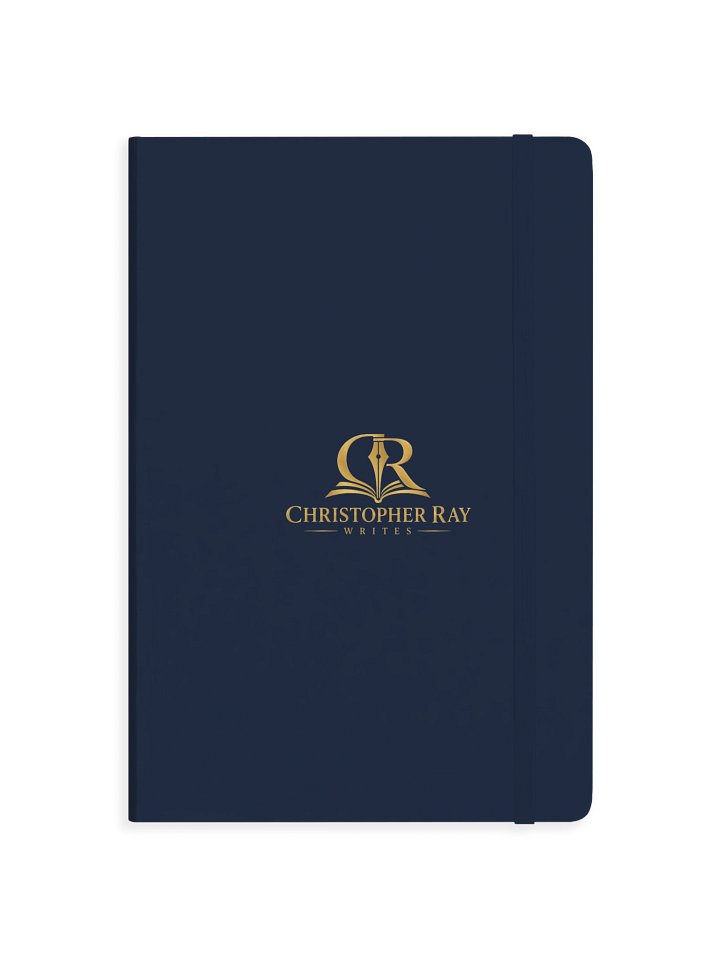 Gold Logo Navy Hardcover Journal product mockup
