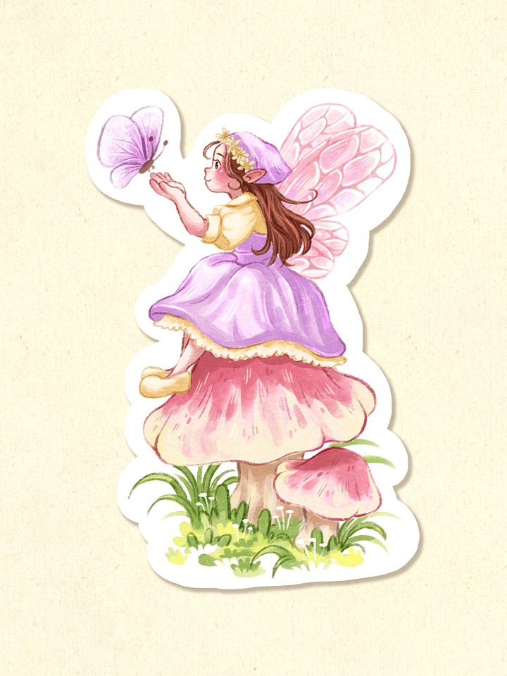 Fairy and Magical Butterfly - Sticker 3x3 product image (1)