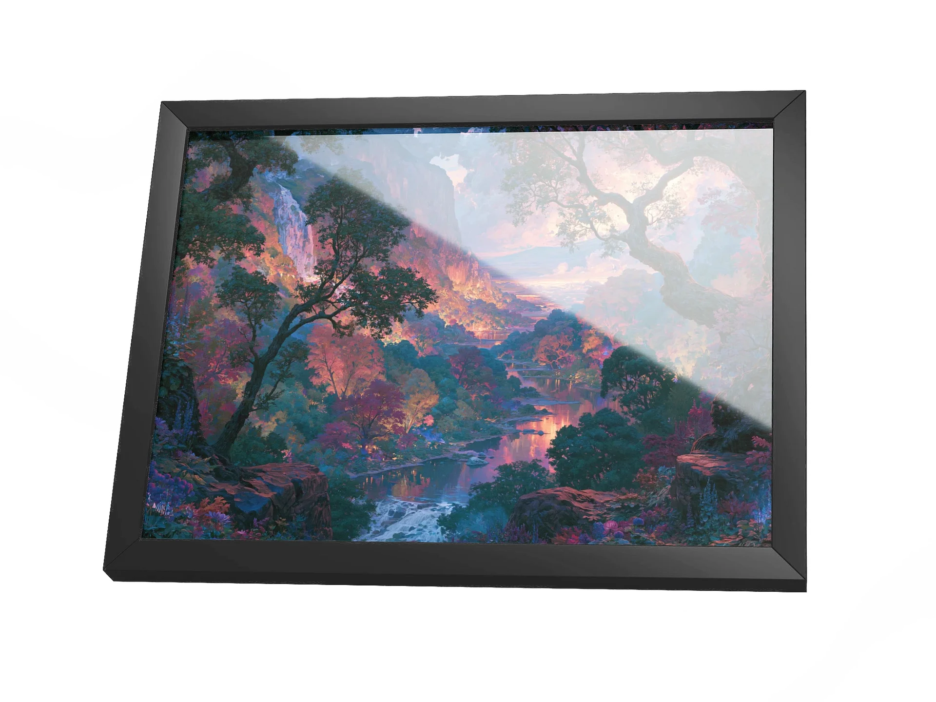 Twilight Forest Framed Art Print — Twilight Valley of Trees product image (3)
