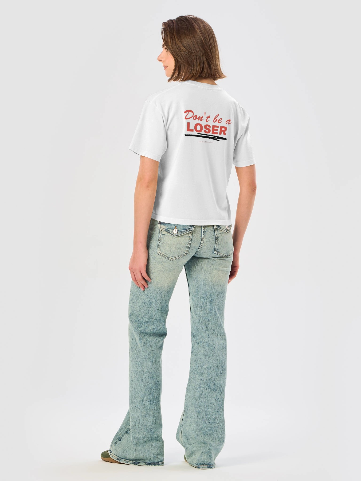 Don't be a LOSER womens Boxy white Tee product image (8)