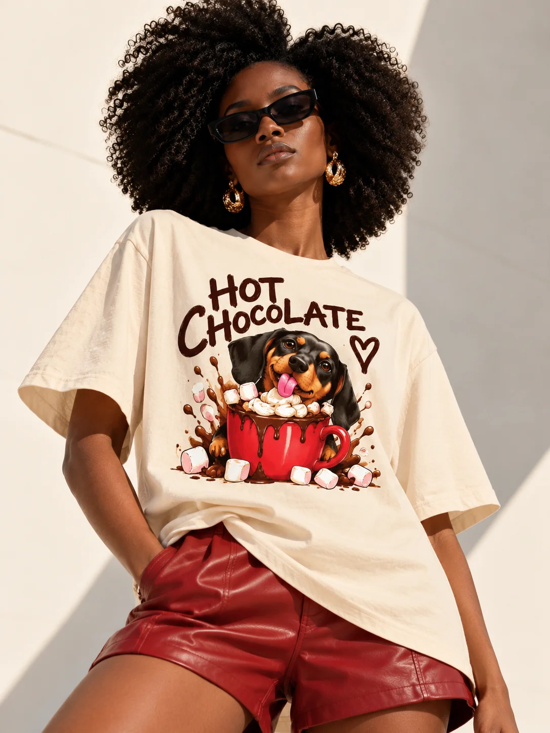 THE MARSHMALLOW HEIST - Dachshund Hot Chocolate Graphic T-Shirt product image (1)