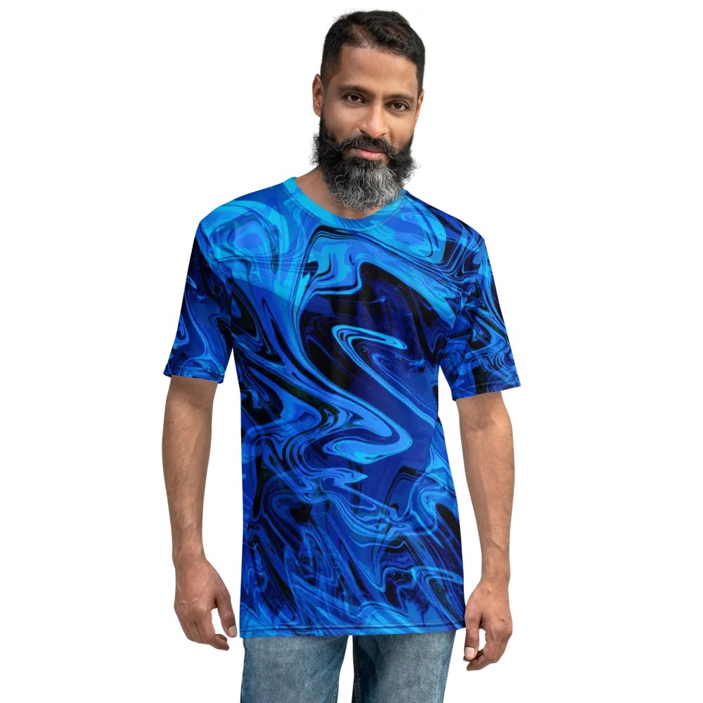 Blue and Black Swarm Pattern Urban Design T-Shirt product image (1)