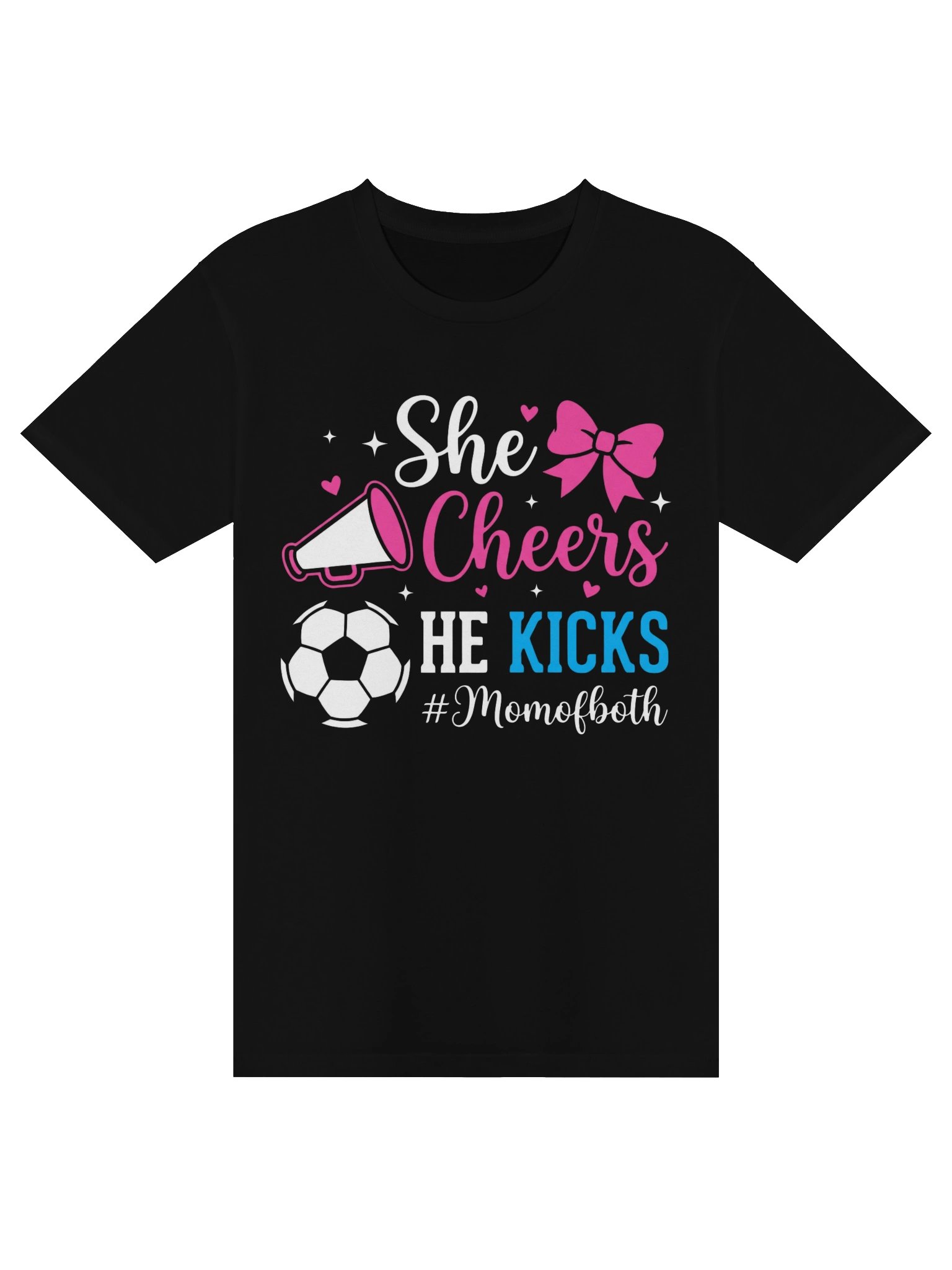 She Cheers He Kicks Mom of Both Cheer and Soccer Mom T-Shirt product image (1)