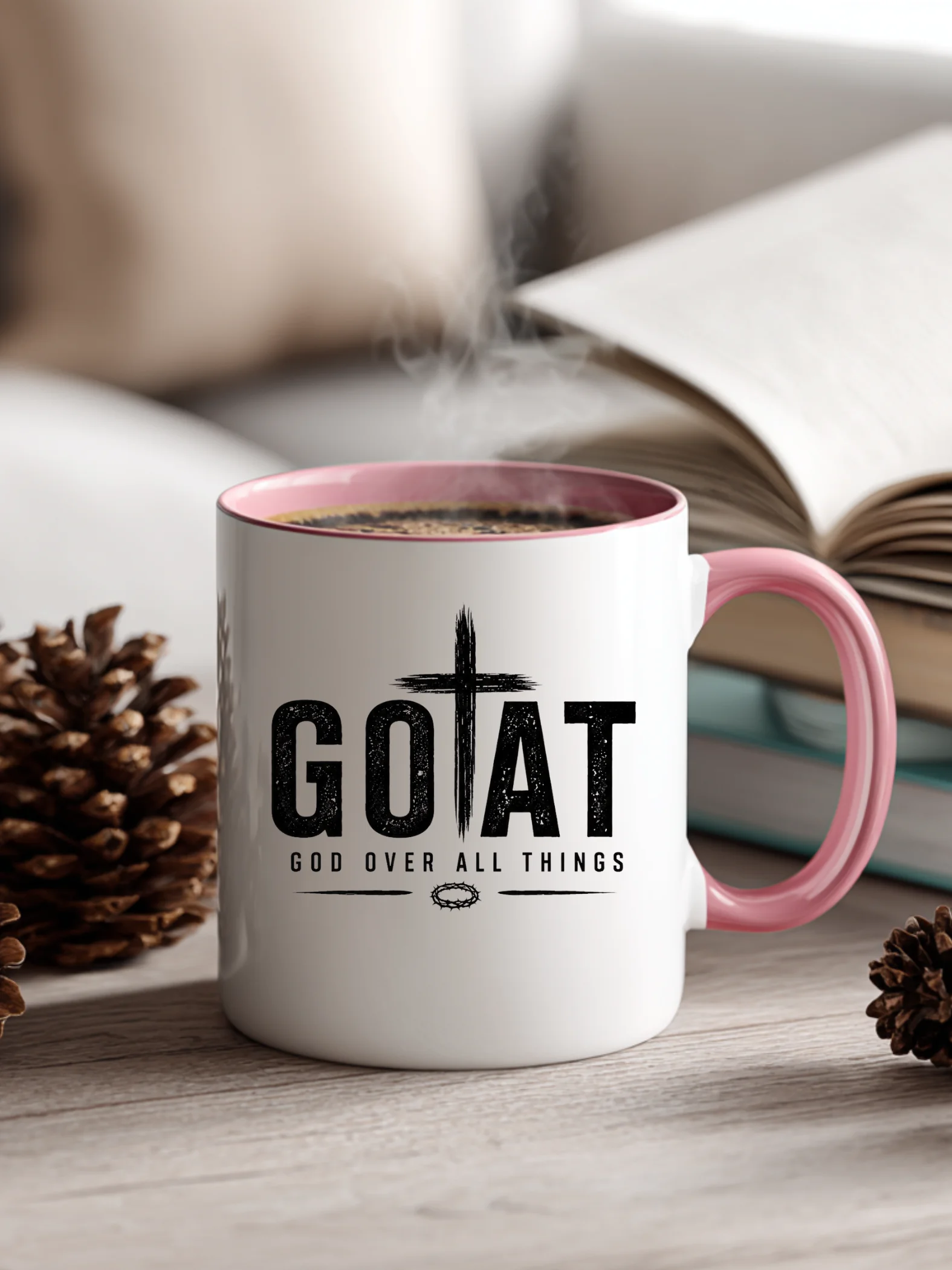 GOAT – God Over All Things Christian Coffee Mug – Faith-Based Inspirational Gift – Kingdom Life Co. product image (1)