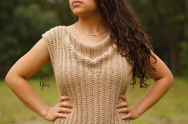 Cowl-Neck Tee - Ladies Summer Top PDF Crochet Pattern & Video Tutorial for Beginners product image (1)