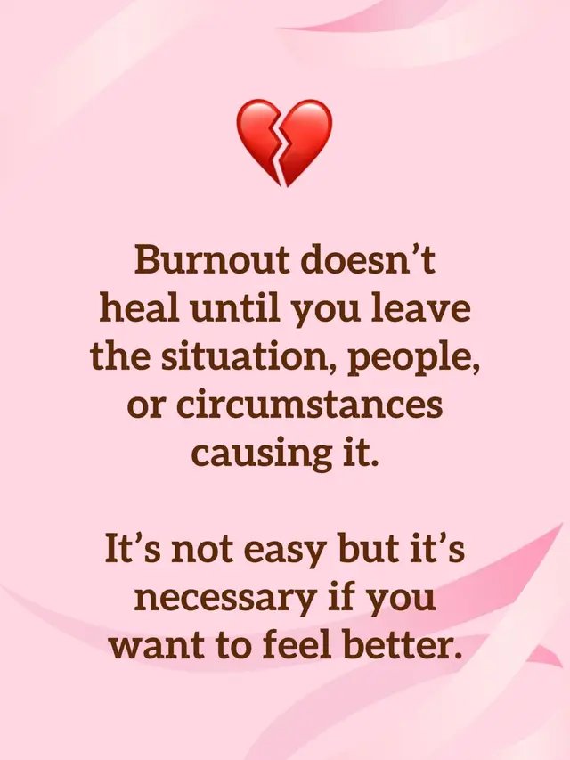 Burnout doesn’t heal until you leave the situation, people, or circumstances causing it. It’s not easy but it’s necessary if you want to feel better. This is the path to shameless bliss.  I write a book about it called, No More Crumbs.  I coach my clients on how to break up with burnout by breaking up with people, situations, and circumstances causing the burnout.  I write about it on my Substack, Self Care Oasis.  You can free yourself. You don’t have to stay stuck. 
