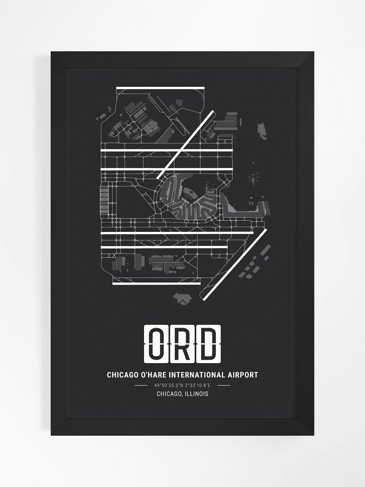 Framed Airport ORD Premium Map On Matt Paper product image (1)