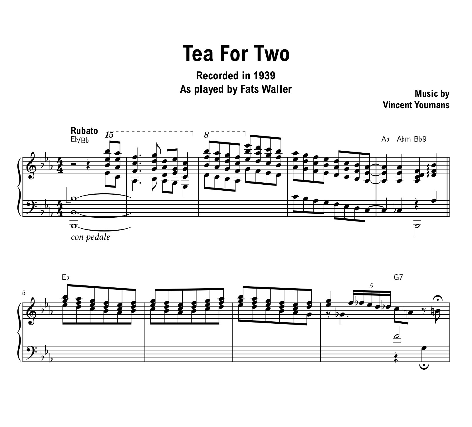 Fats Waller - Tea For Two - Sheet music (PDF) product image (1)
