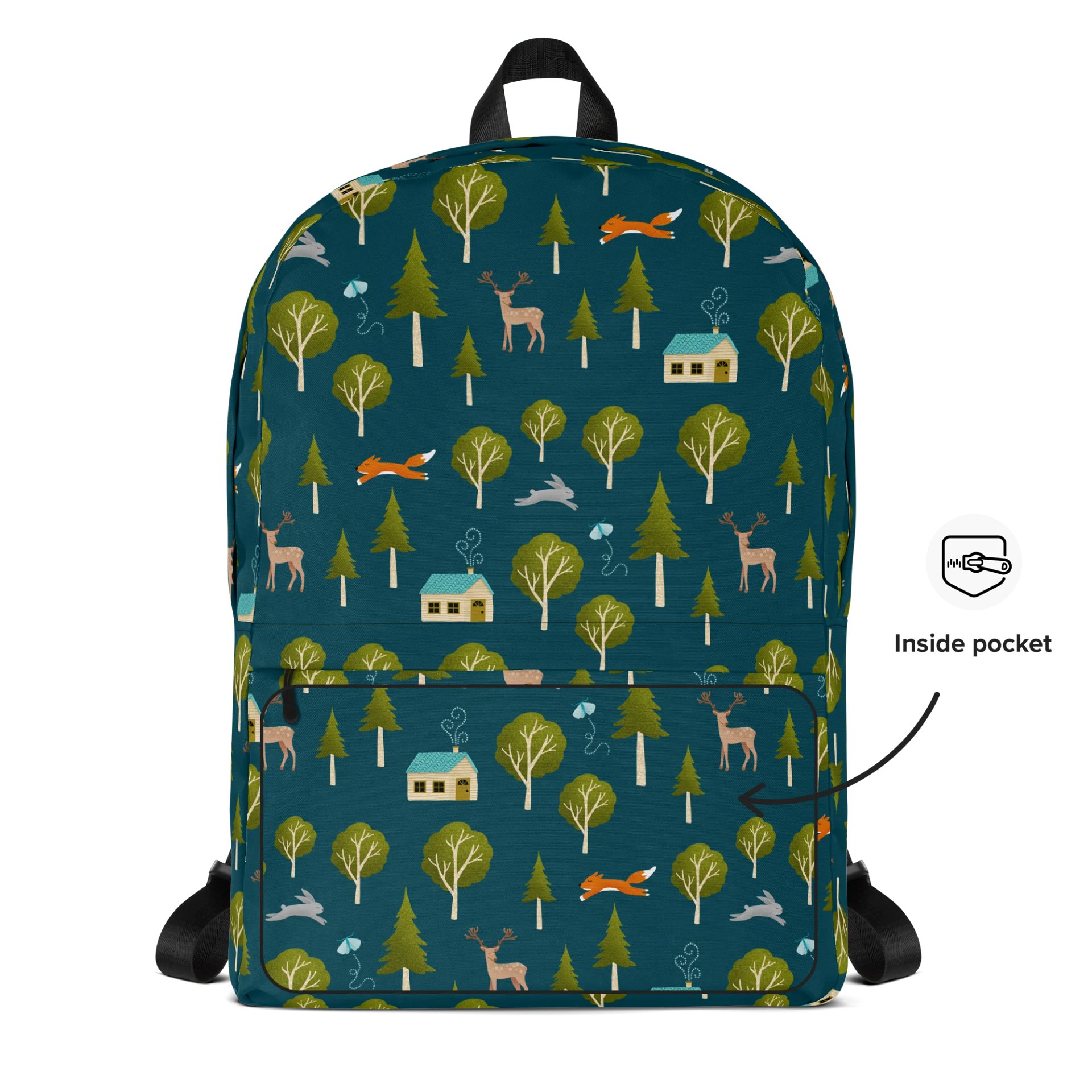 Cozy Cabin and Forest Animals All-Over Print Backpack product image (5)