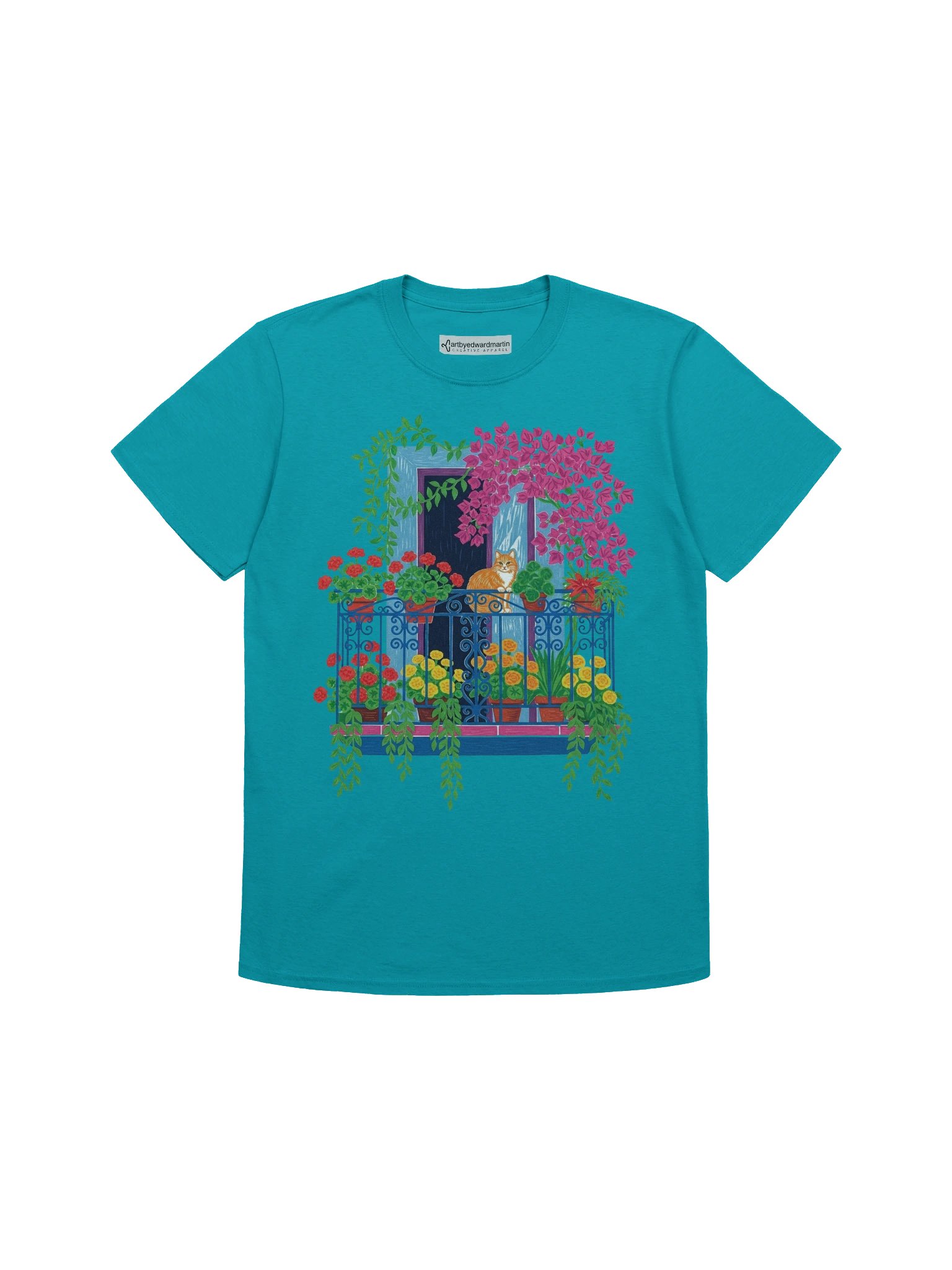 Cat on Balcony Design T-Shirt product image (58)