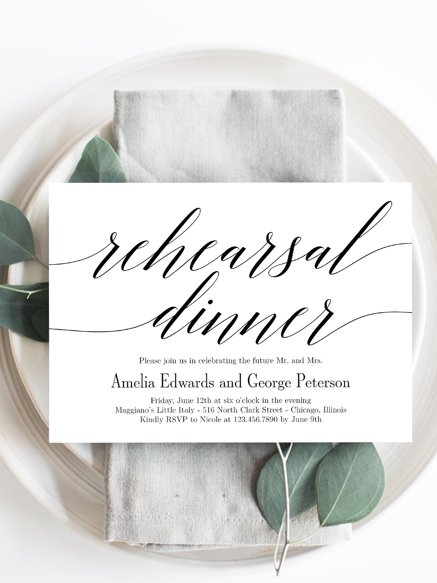 Modern Script Rehearsal Dinner Invitation Canva Template MSC product image (1)