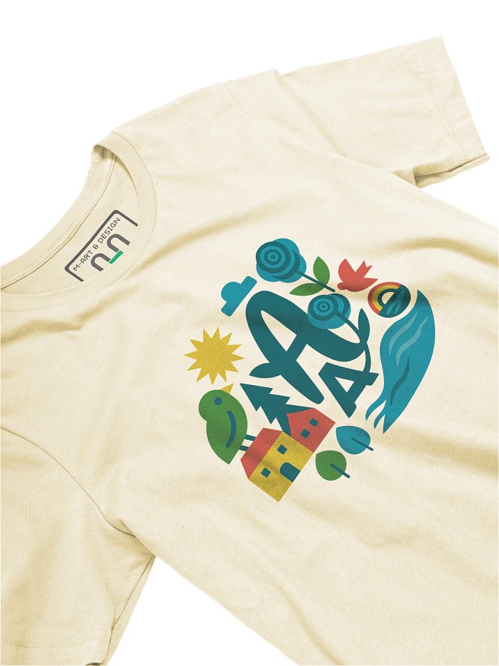 Nature Harmony "A" T-Shirt – Peaceful Folk-Inspired Design Art - by M-Art & Design product image (2)