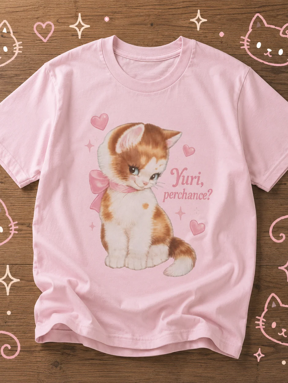 Yuri, Perchance? Tee | Cute Kitten GL Graphic Tee product image (5)