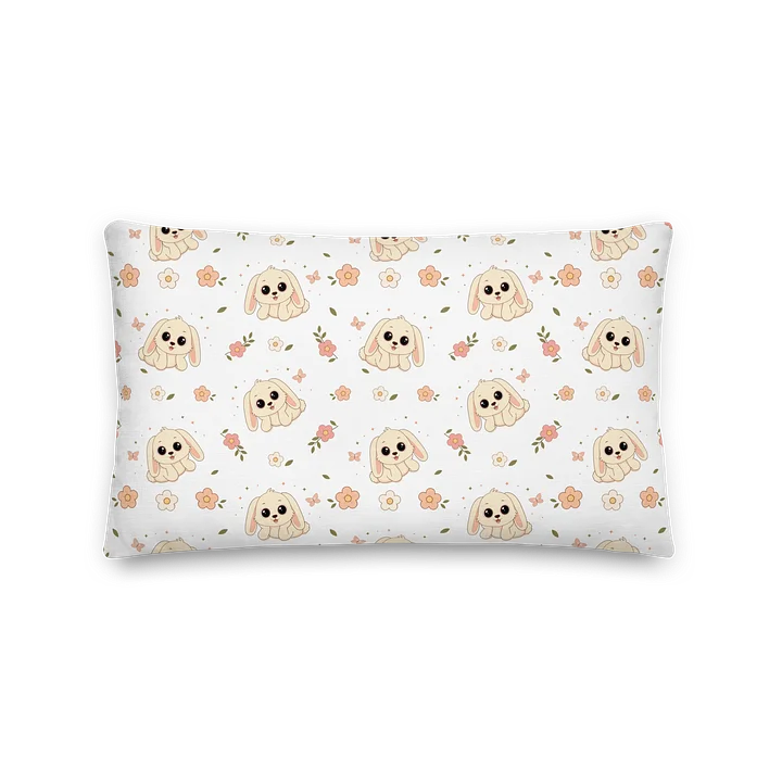 Cute Floppy Eared Bunny and Floral Pattern Pillow product image (2)