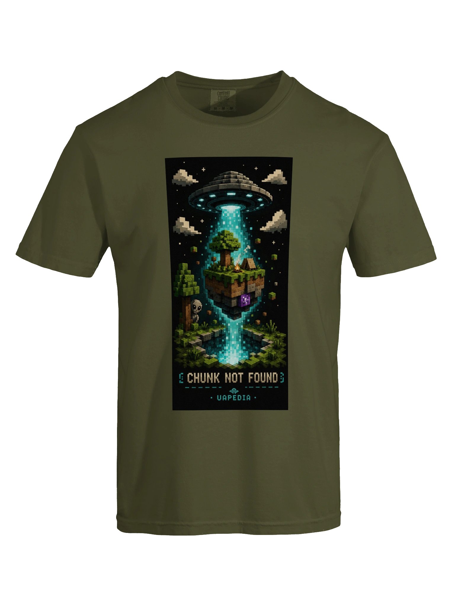 Chunk Not Found UFO Pixel Art- Garment-Dyed Heavyweight Tee product image (5)