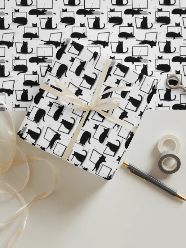 Cats Sleeping on Laptops Wrapping Paper, 3 Pack product image (1)