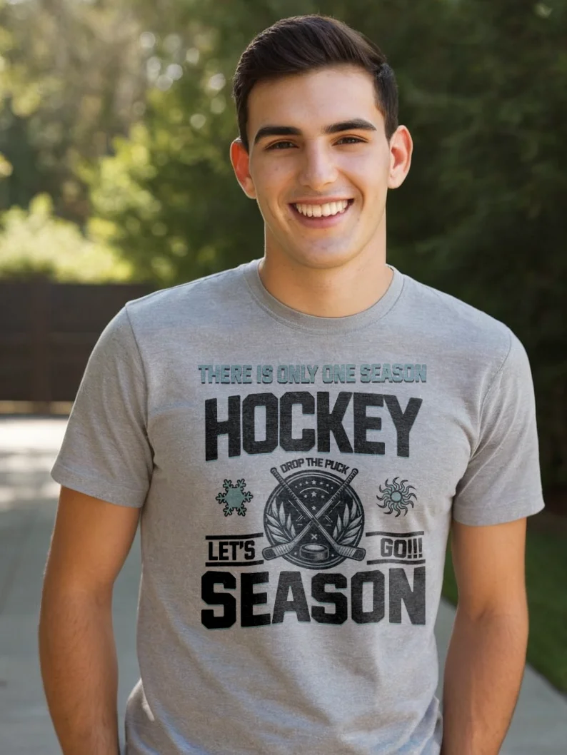 Funny Hockey T-Shirt - There is Only One Season: Hockey Season - Beer League Hockey Shirt for Men - Gift for Year-Round Hockey Players product image (2)