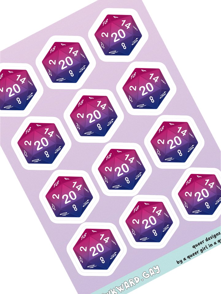 Bisexual Pride D20 Sticker Sheet product image (1)