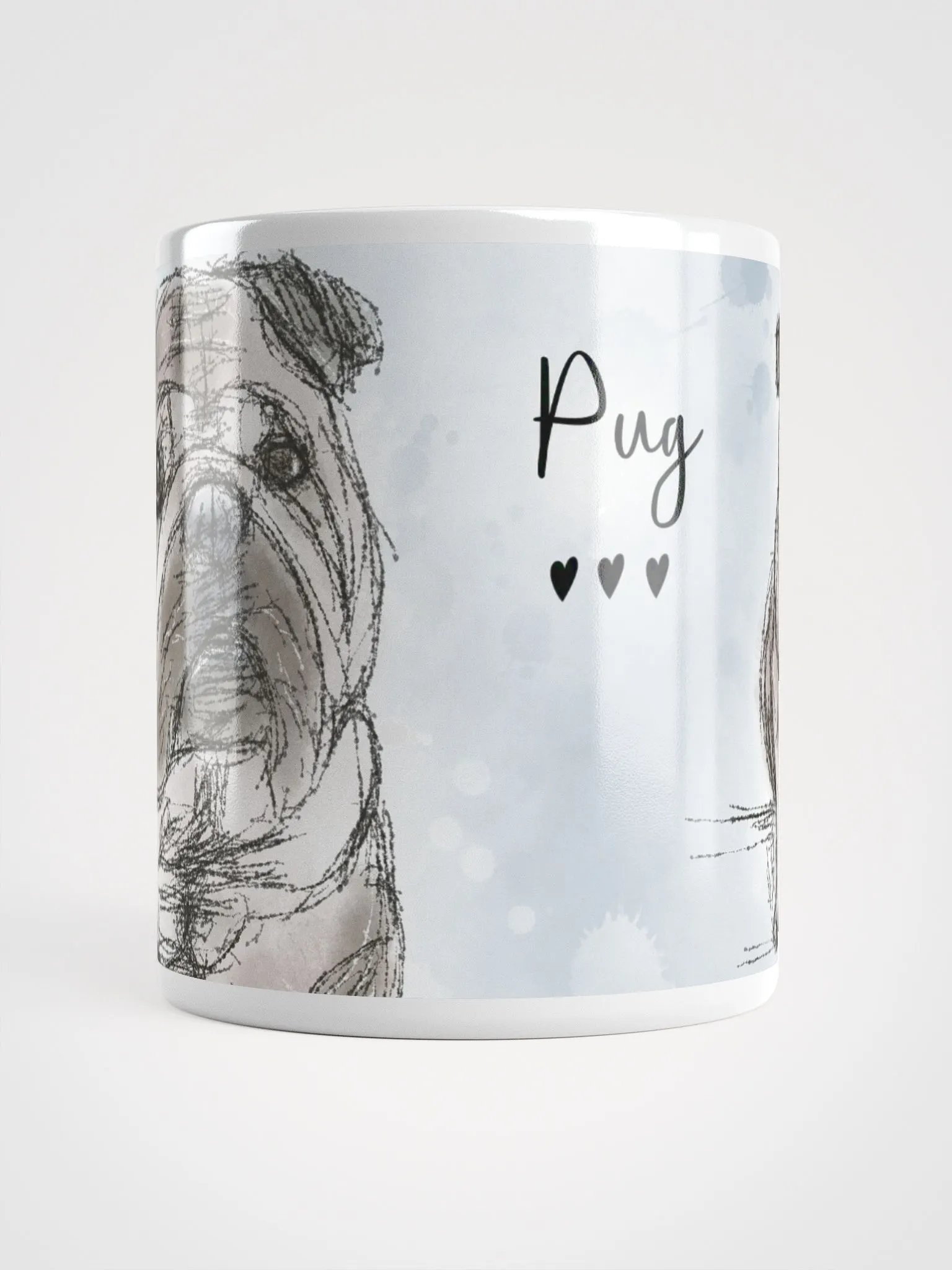 Pug Love Sketch White Glossy Mug product image (15)